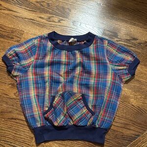 Land & Sea | Blue Plaid Top Vintage Sz 14